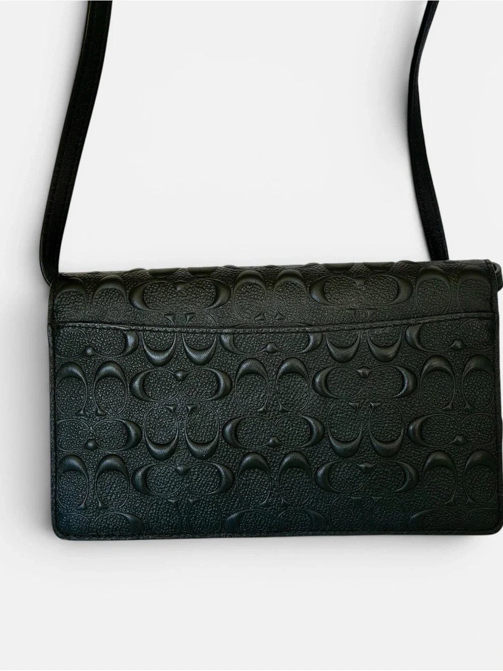 Coach Black Embossed Signature Leather Crossbody with Gold Hardware
